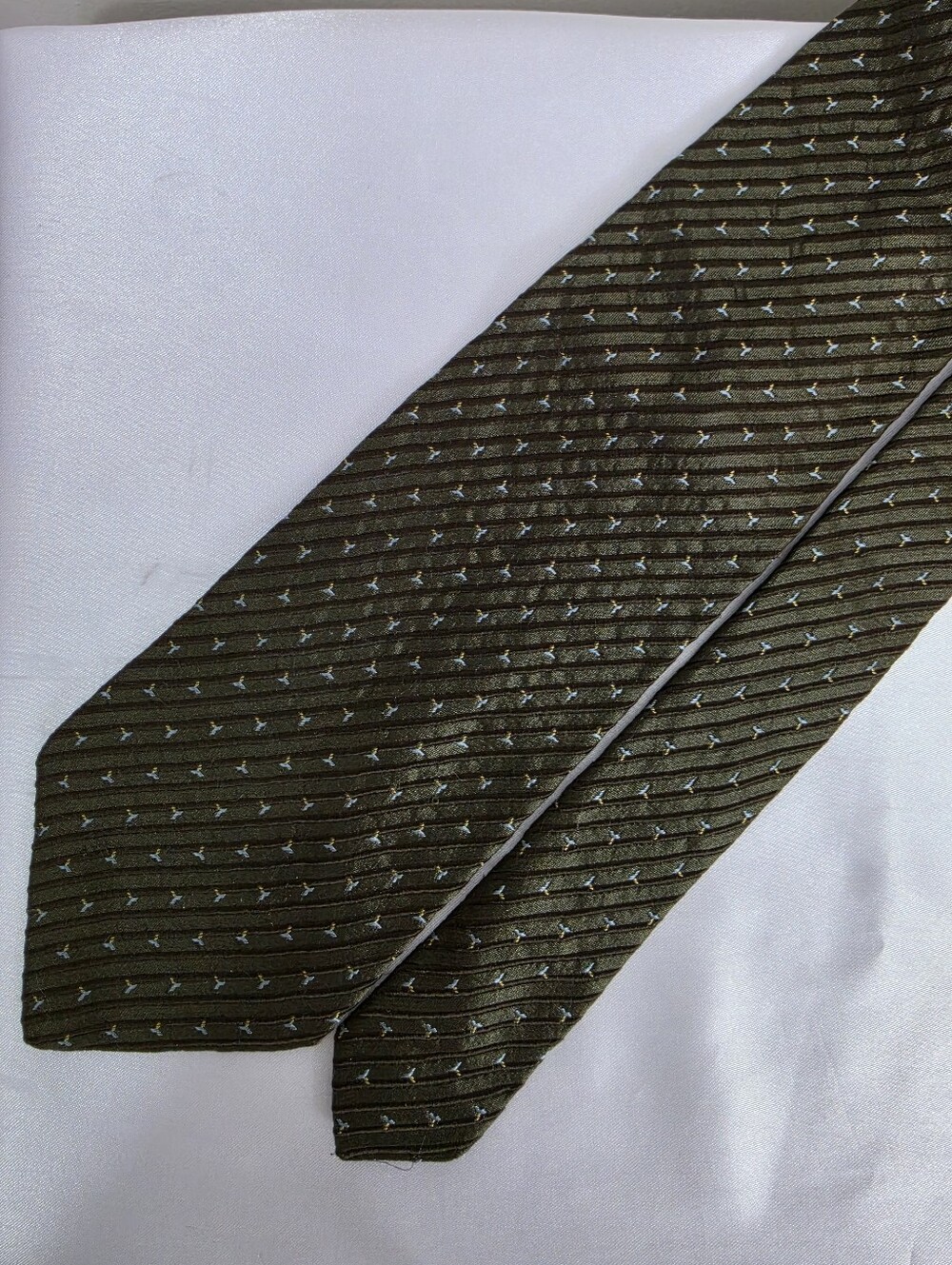 Valentino Olive Green Textured 100% Silk Tie with Micro-Pattern